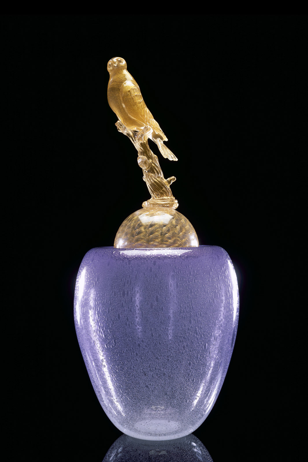 Dale Chihuly, Australian Hobby Perched on a Branch with Amethyst Base, 2000